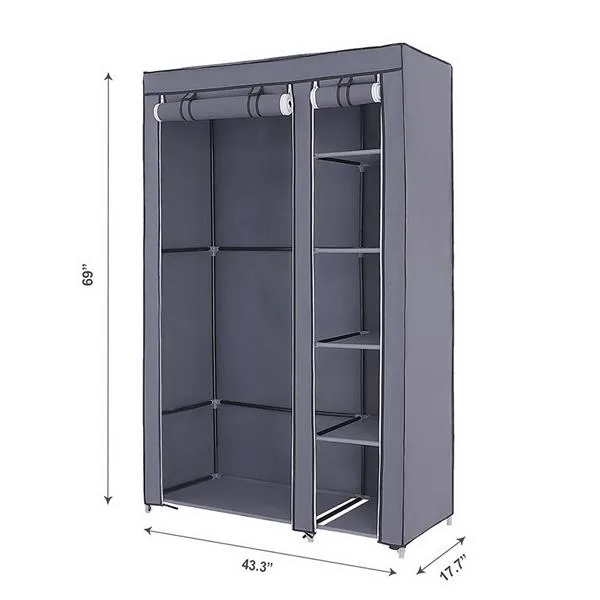 Portable Clothes Closet Wardrobe - 67" Gray