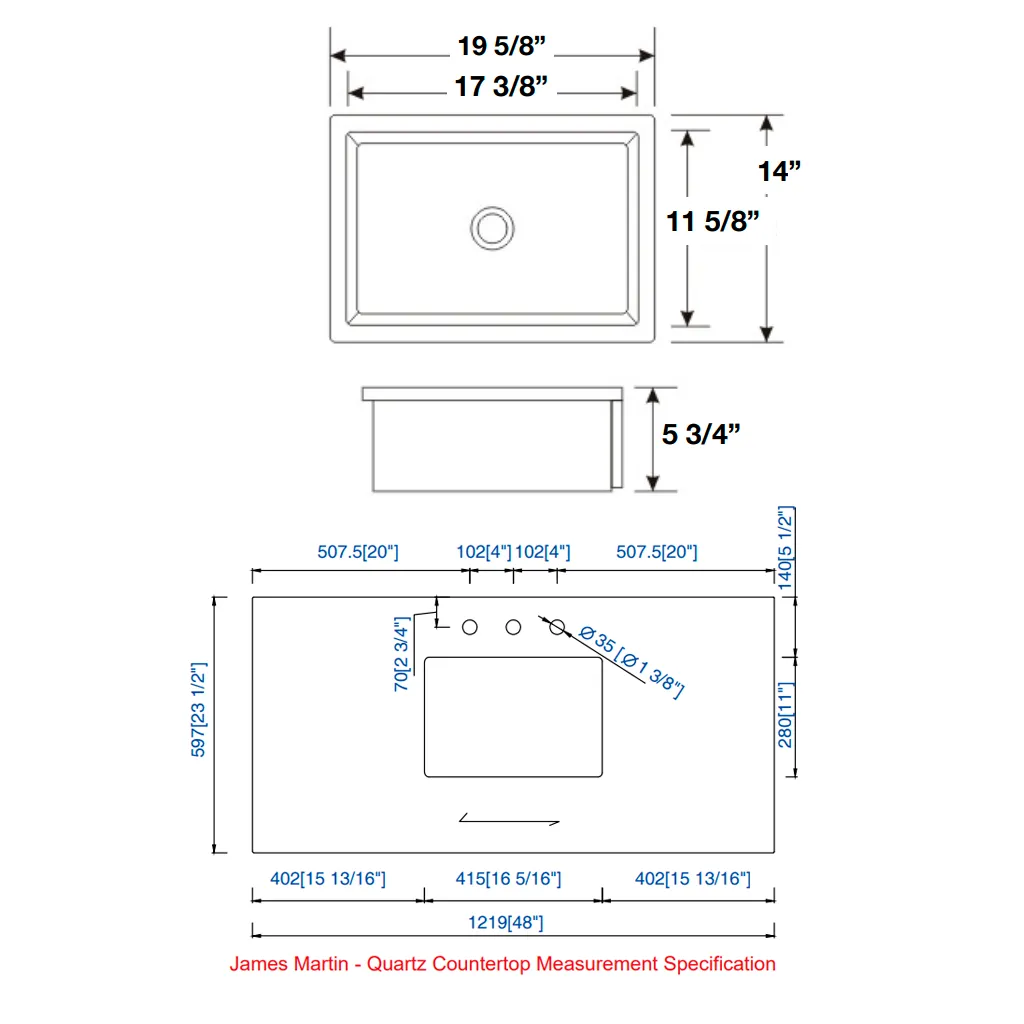 Portland 3 Doors and 7 Drawers Bathroom Vanity with Quartz Sink - Floor Mount - 48" Wood/Whitewashed Walnut - Last Unit Special Offer