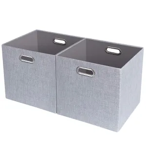 Posprica Storage Bins,13×13 Storage Cubes Boxes Closet Organizer for Shelf Cabinet Bookcase,Thick Fabric Drawer,2pcs,Sliver Grey