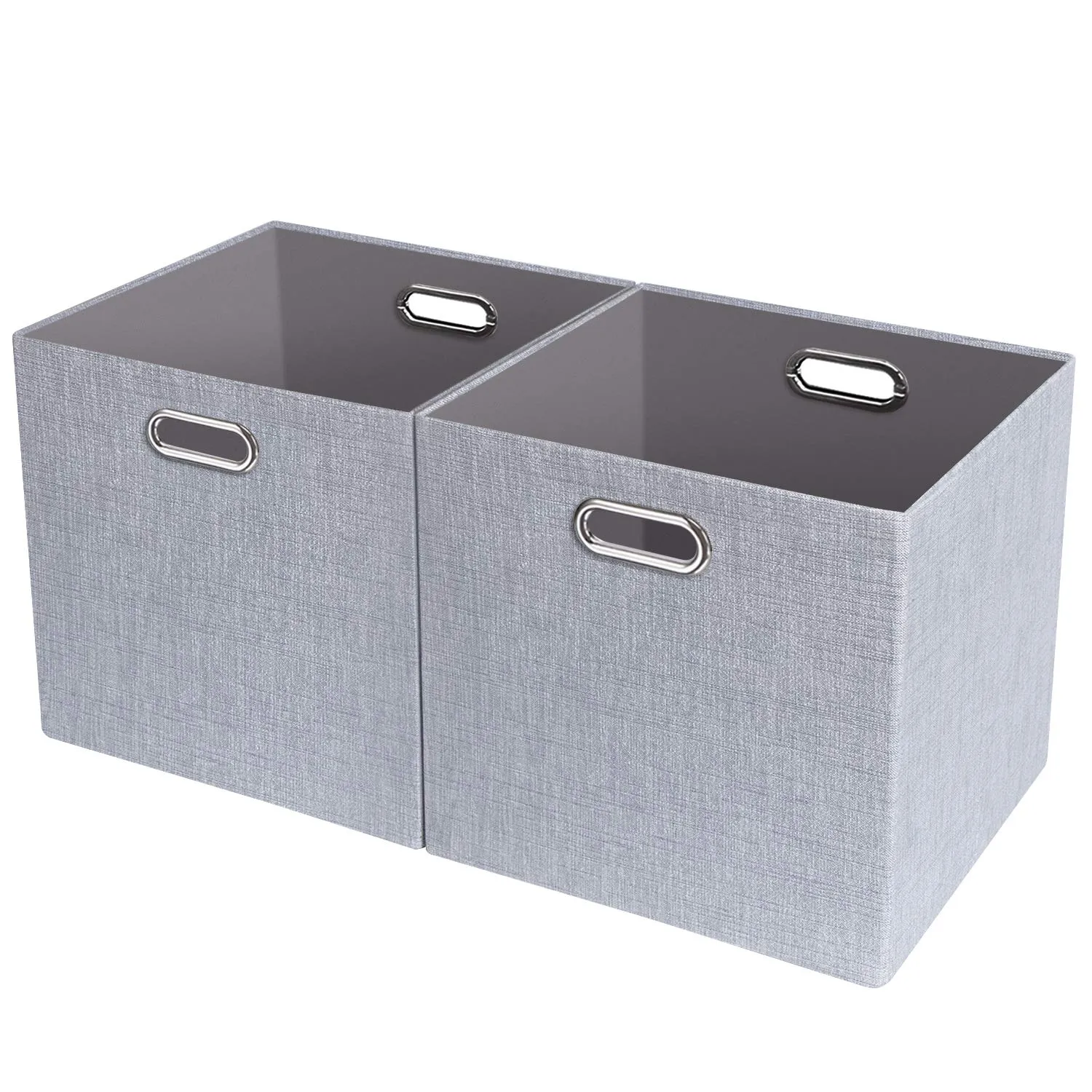 Posprica Storage Bins,13×13 Storage Cubes Boxes Closet Organizer for Shelf Cabinet Bookcase,Thick Fabric Drawer,2pcs,Sliver Grey