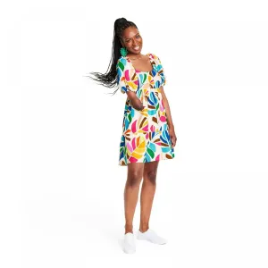 Private Label Women's Botanical Print Puff Sleeve Mini Dress