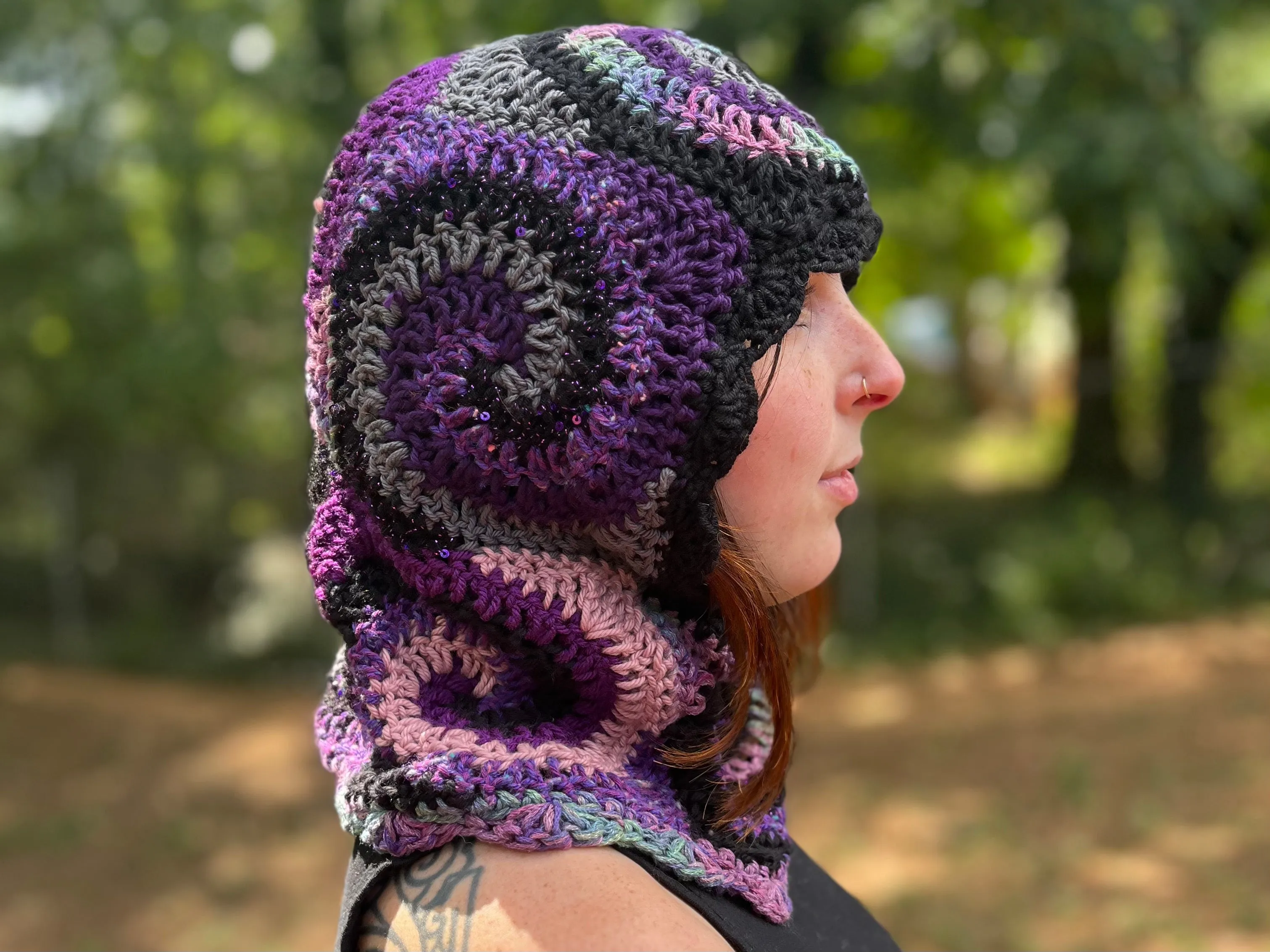 Purple and Black Spiral Balaclava