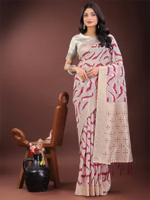Purple Linen Cotton Saree