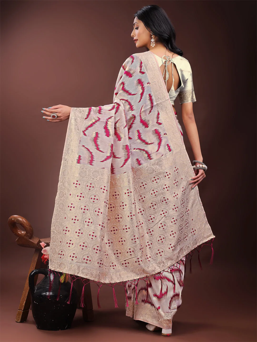 Purple Linen Cotton Saree