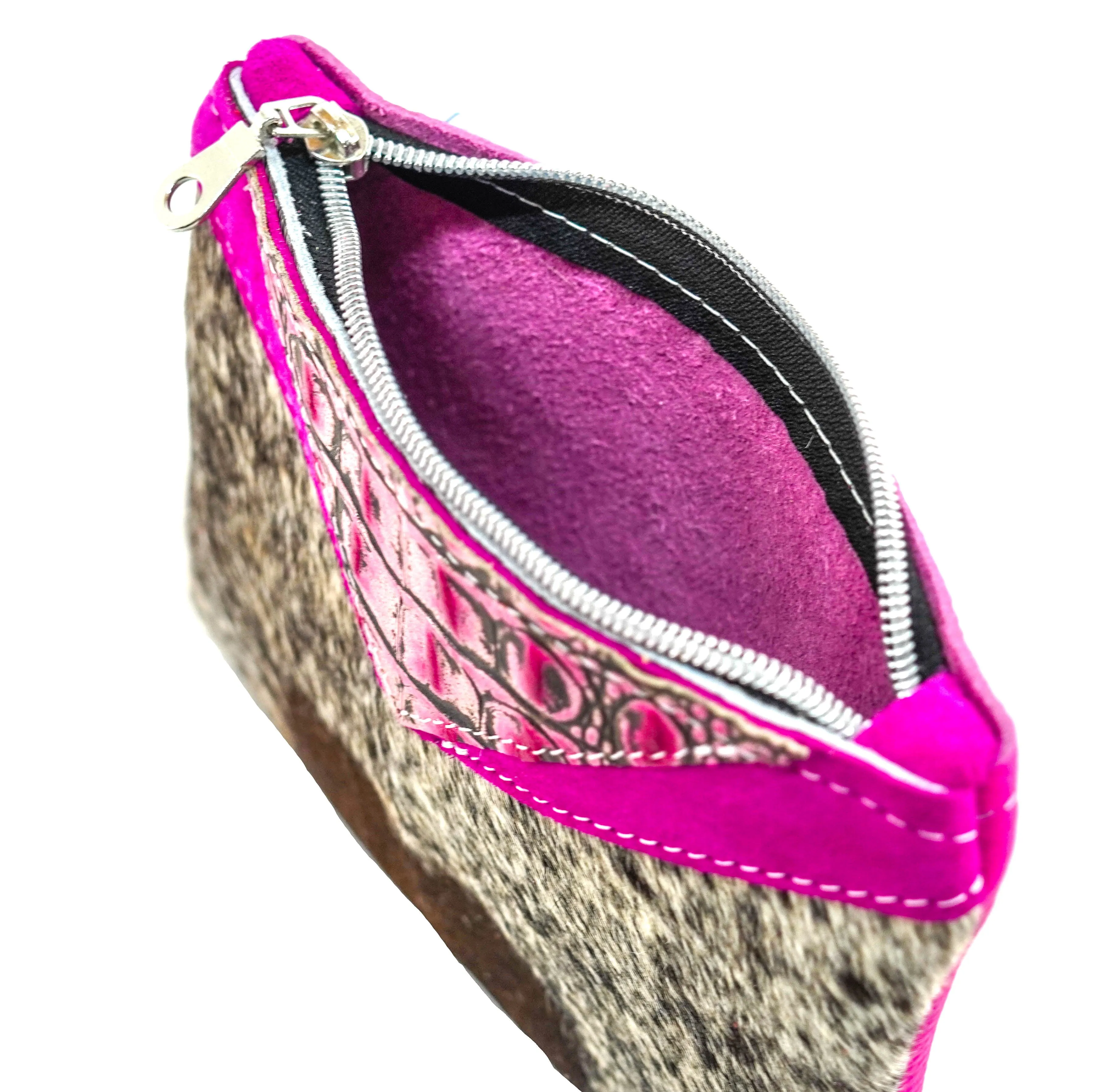 Purse Organizer - Chocolate & White w/ Pink Croc