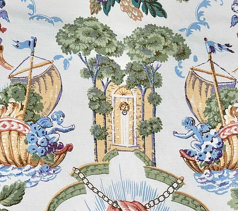 Quadrille Fabric - Amazing Grace - Multi on Ivory Belgian Linen / Cotton