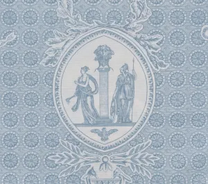 Quadrille Fabric: Excelsior - Custom Lulworth Blue on White Belgian Linen / Cotton