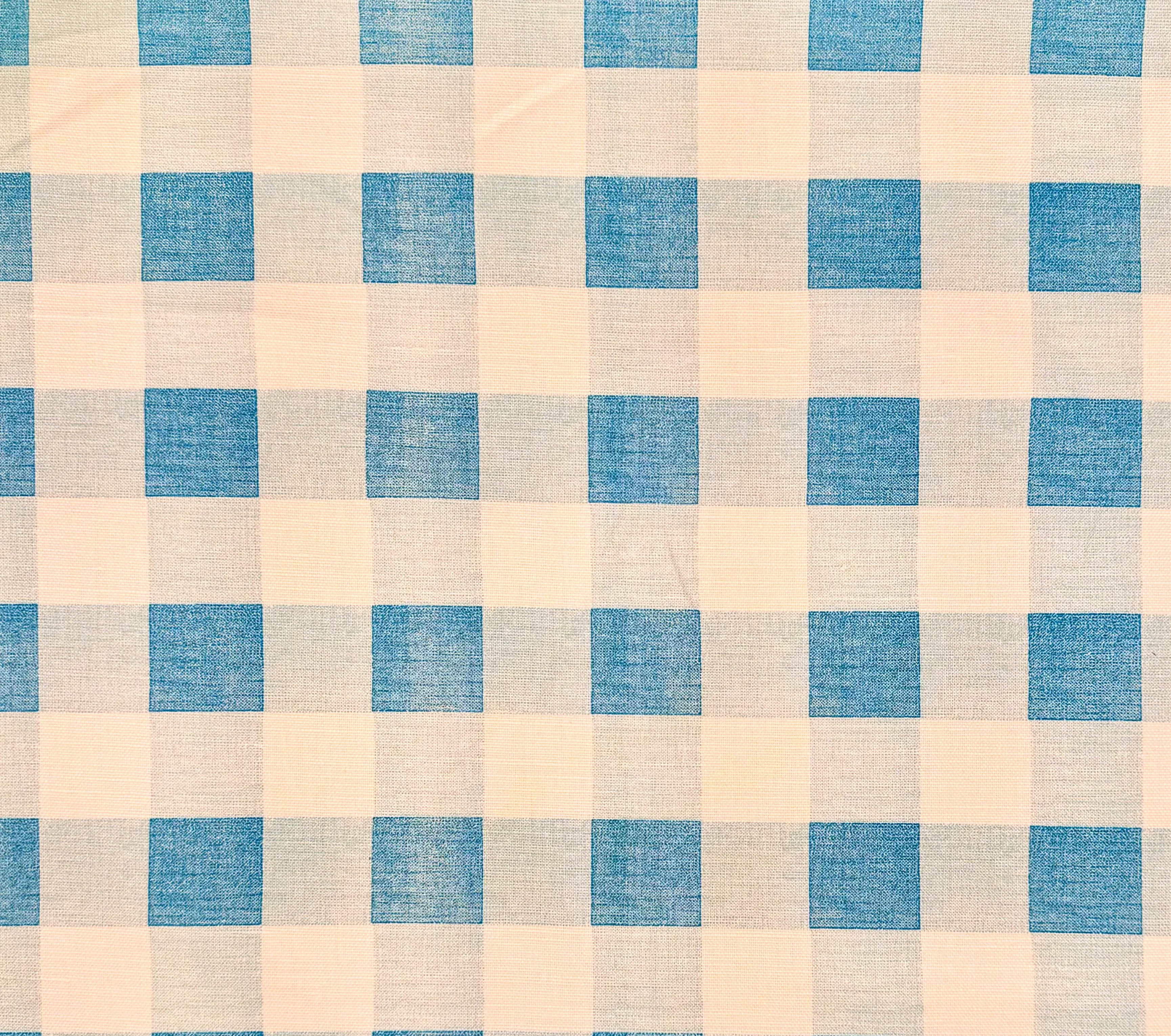 Quadrille Fabric: Hingham Plaid - Custom Turquoise on Tinted Linen / Cotton