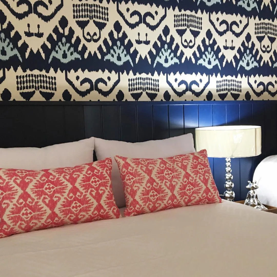 Quadrille Fabric: Tucson - Custom Navy on Tinted Belgian Linen / Cotton