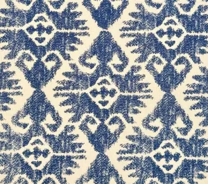Quadrille Fabric: Tucson - Custom Navy on Tinted Belgian Linen / Cotton