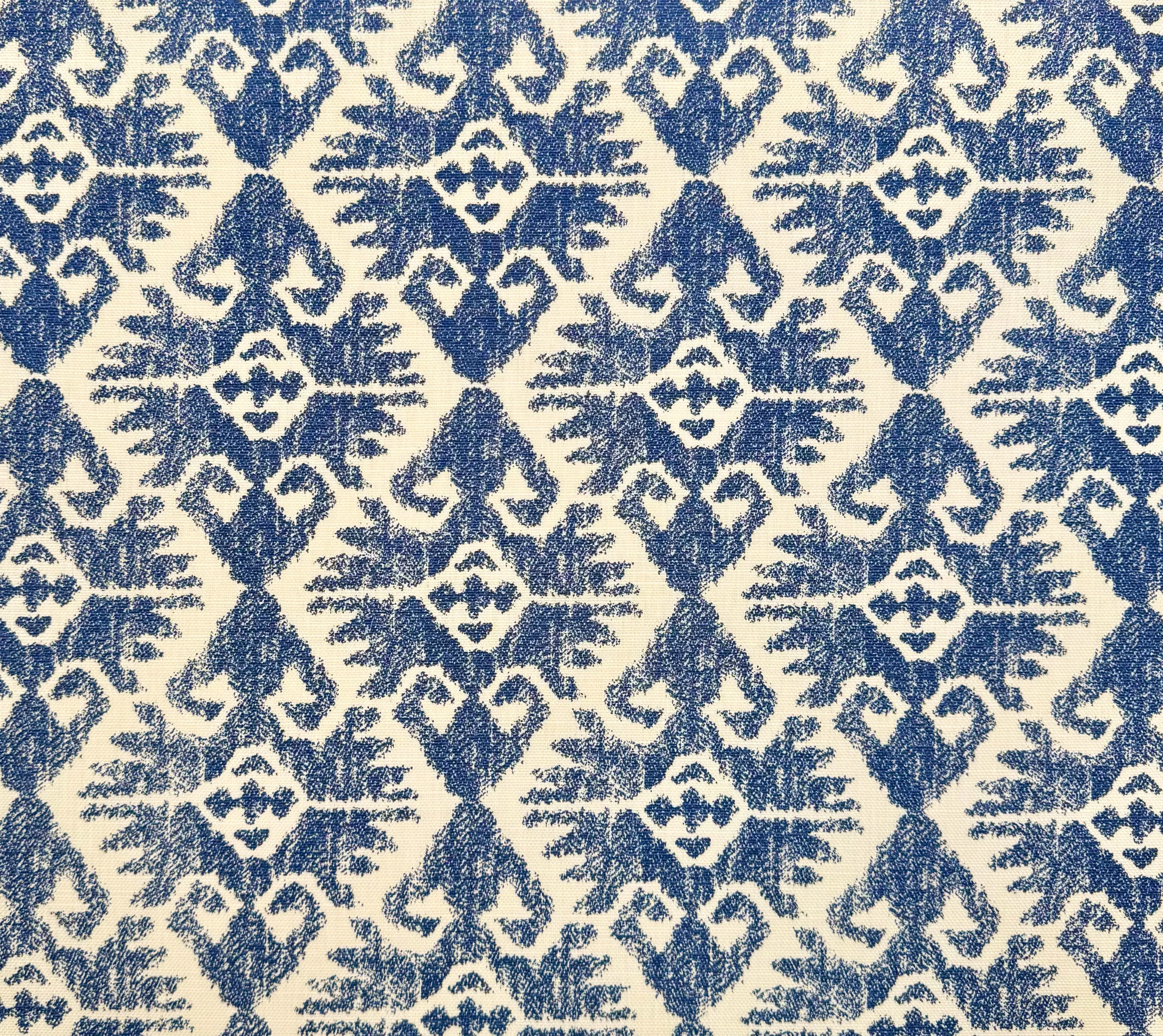 Quadrille Fabric: Tucson - Custom Navy on Tinted Belgian Linen / Cotton