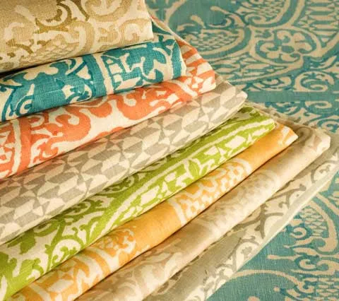 Quadrille Fabric: Veneto - Custom Maize on Tinted Belgian Linen / Cotton