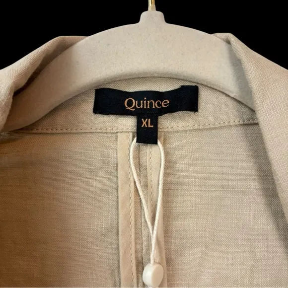 Quince NWT 100% European Linen Blazer Driftwood Tan Khaki Oversize Slouchy XL