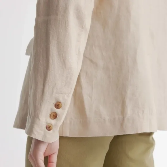 Quince NWT 100% European Linen Blazer Driftwood Tan Khaki Oversize Slouchy XL