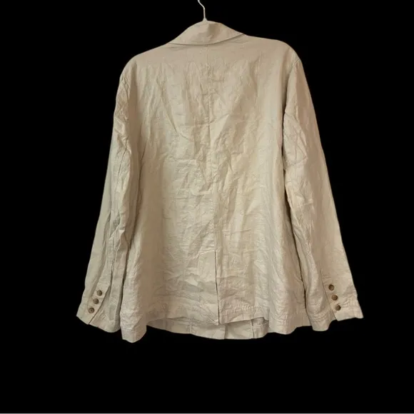 Quince NWT 100% European Linen Blazer Driftwood Tan Khaki Oversize Slouchy XL