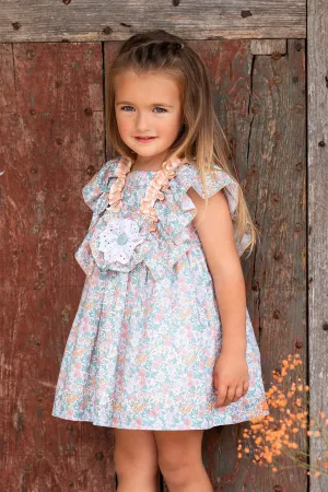 "Brooke" Peach & Sage Green Floral Dress