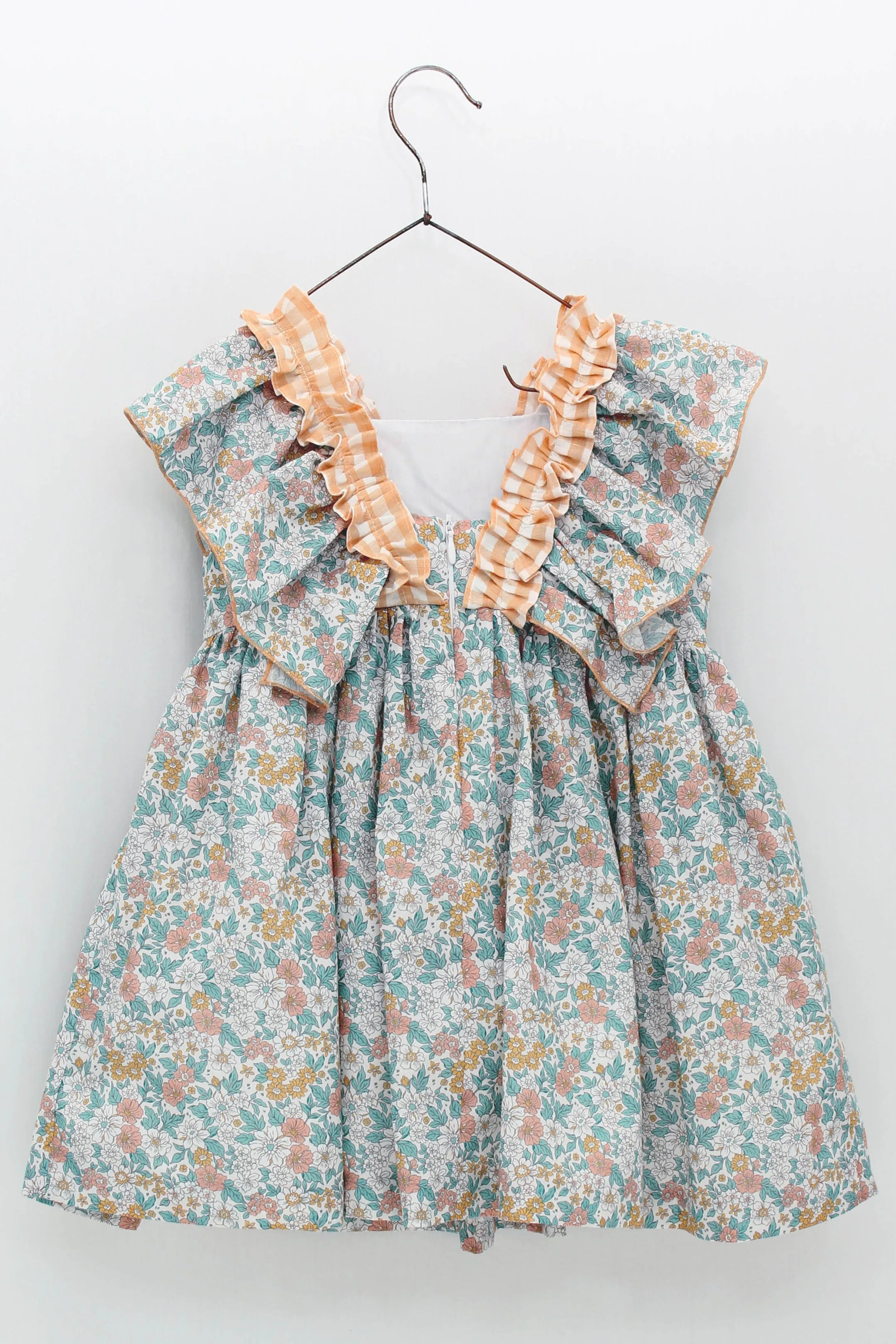 "Brooke" Peach & Sage Green Floral Dress