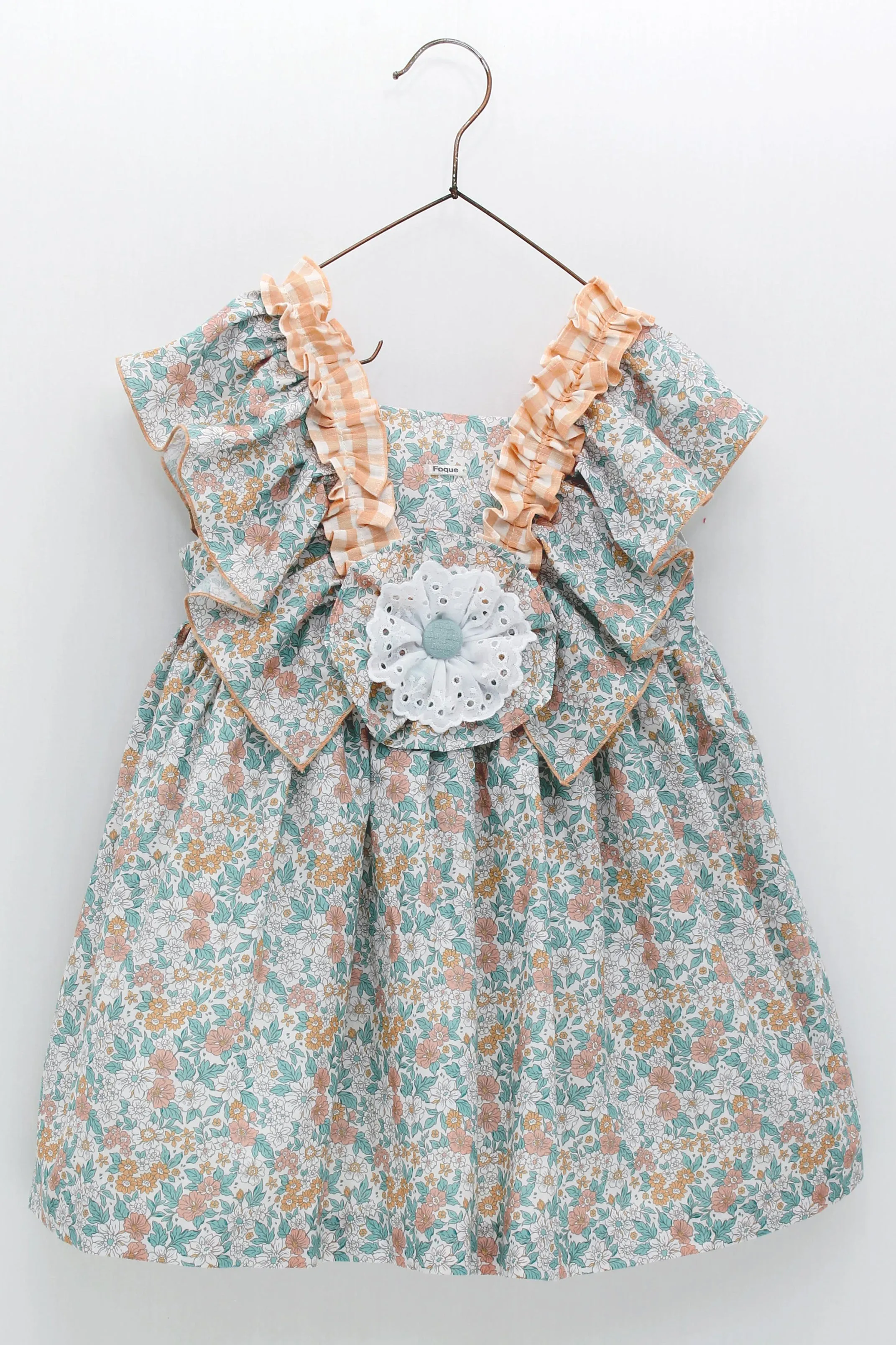 "Brooke" Peach & Sage Green Floral Dress