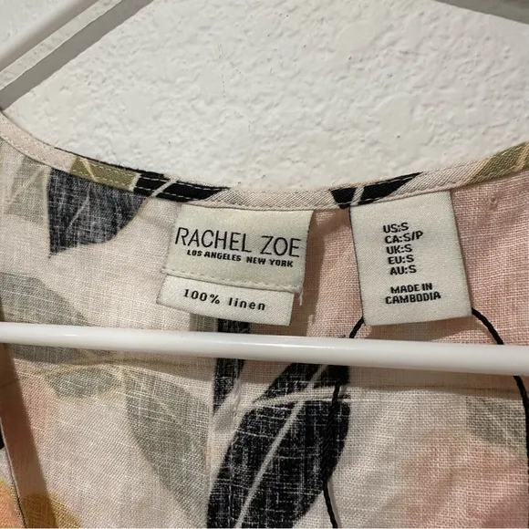 Rachel Zoe Tropical Floral Linen Sleeveless Trapeze Dress