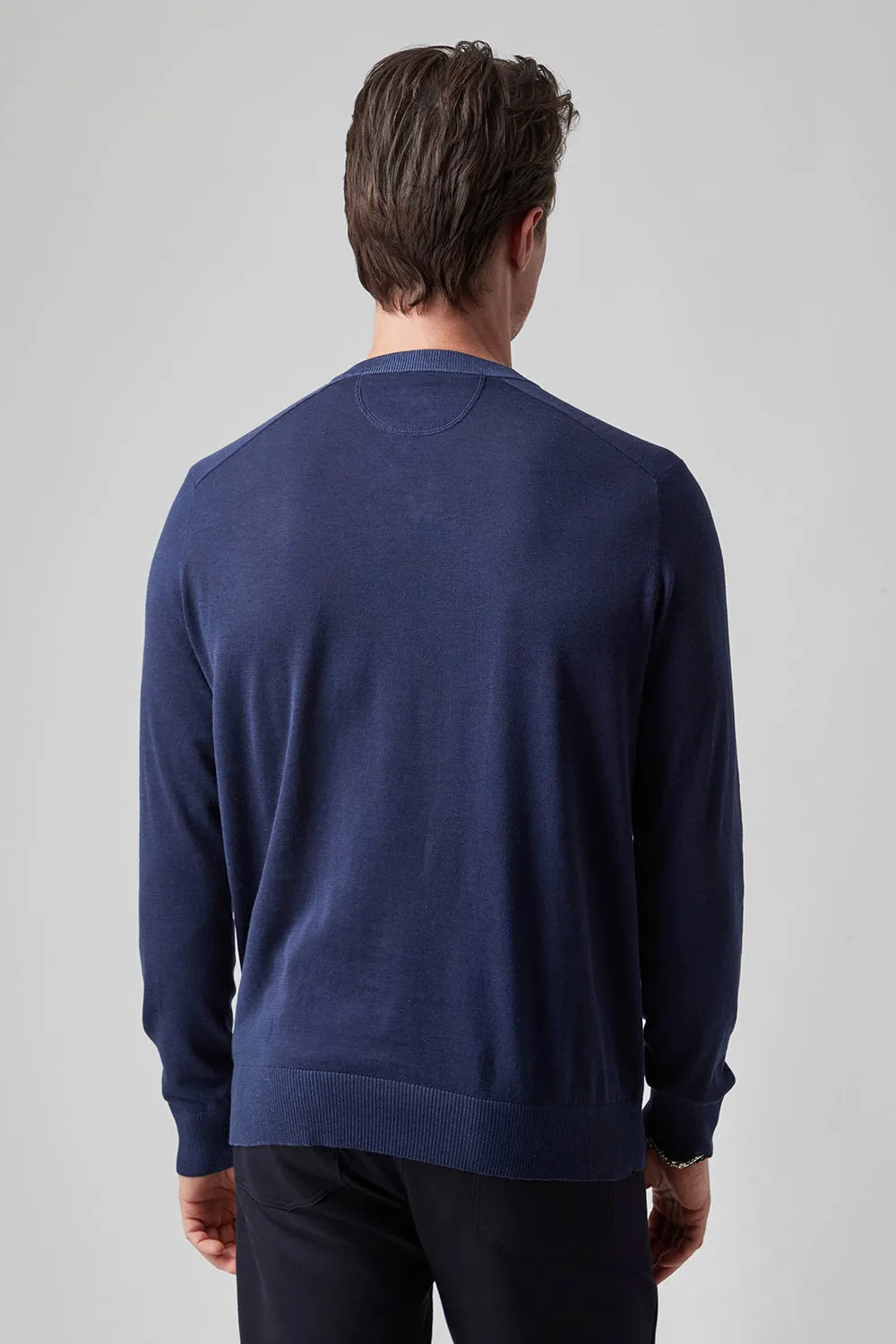 Raffi Cotton Silk Linen V Neck Lightweight Sweater