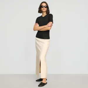 Ranni Front-Vent Linen-Blend Skirt