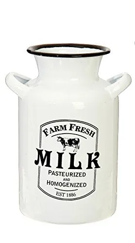 RAZ Imports Utensil Caddy Crock Holder Organizer Farm Fresh White Enamelware 8" x 5" (Milk)