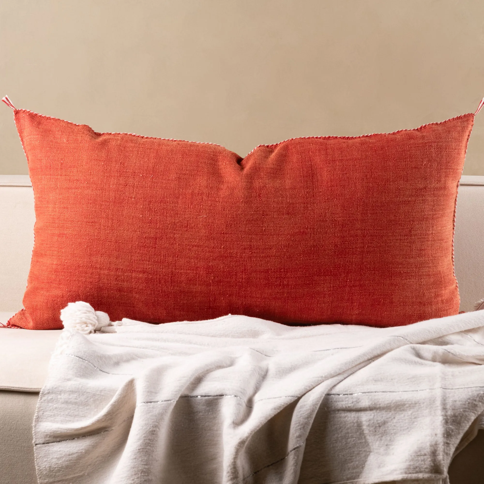 Red Cactus silk pillow cover