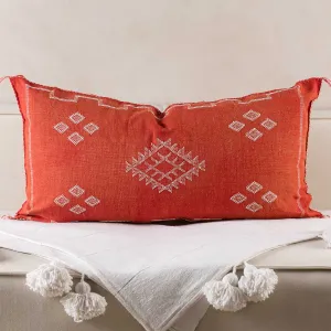 Red Cactus silk pillow cover