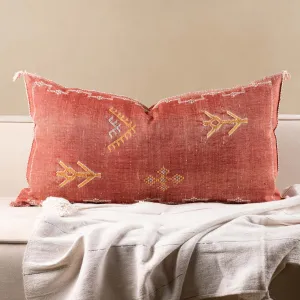 Red Cactus silk pillow cover