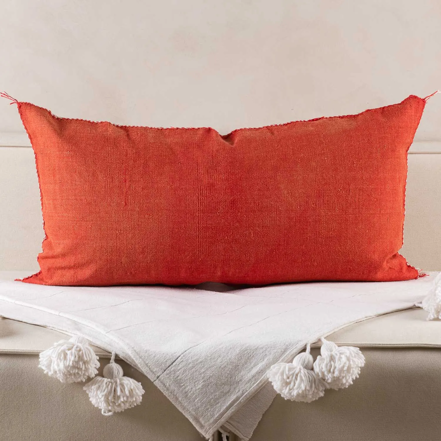 Red Cactus silk pillow cover