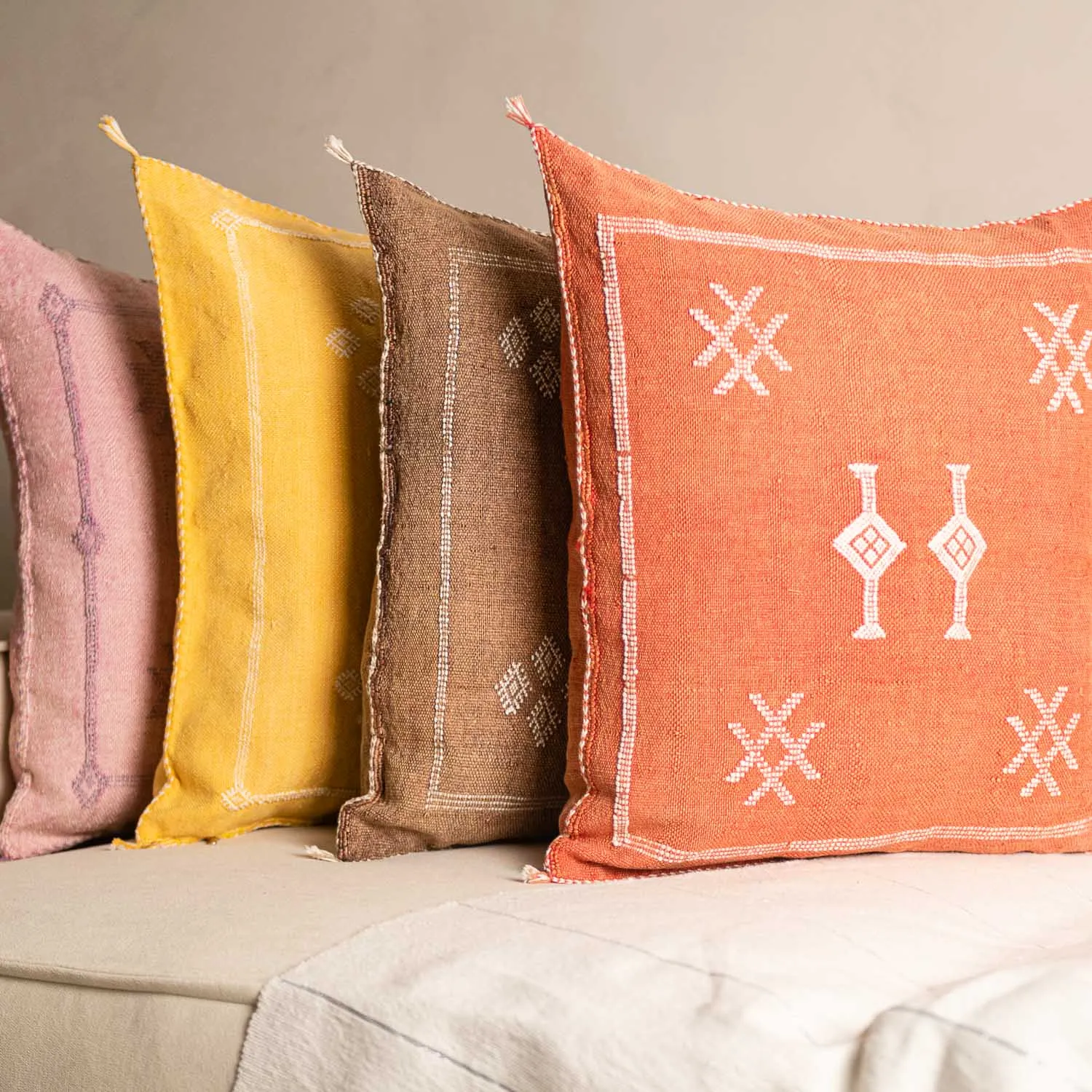 Red Cactus silk pillow cover