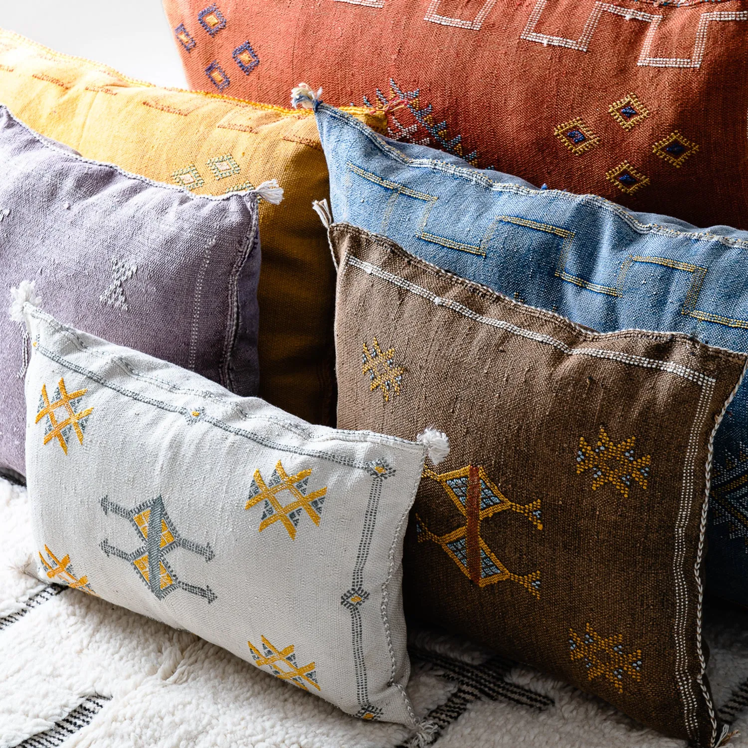 Red Cactus silk pillow cover