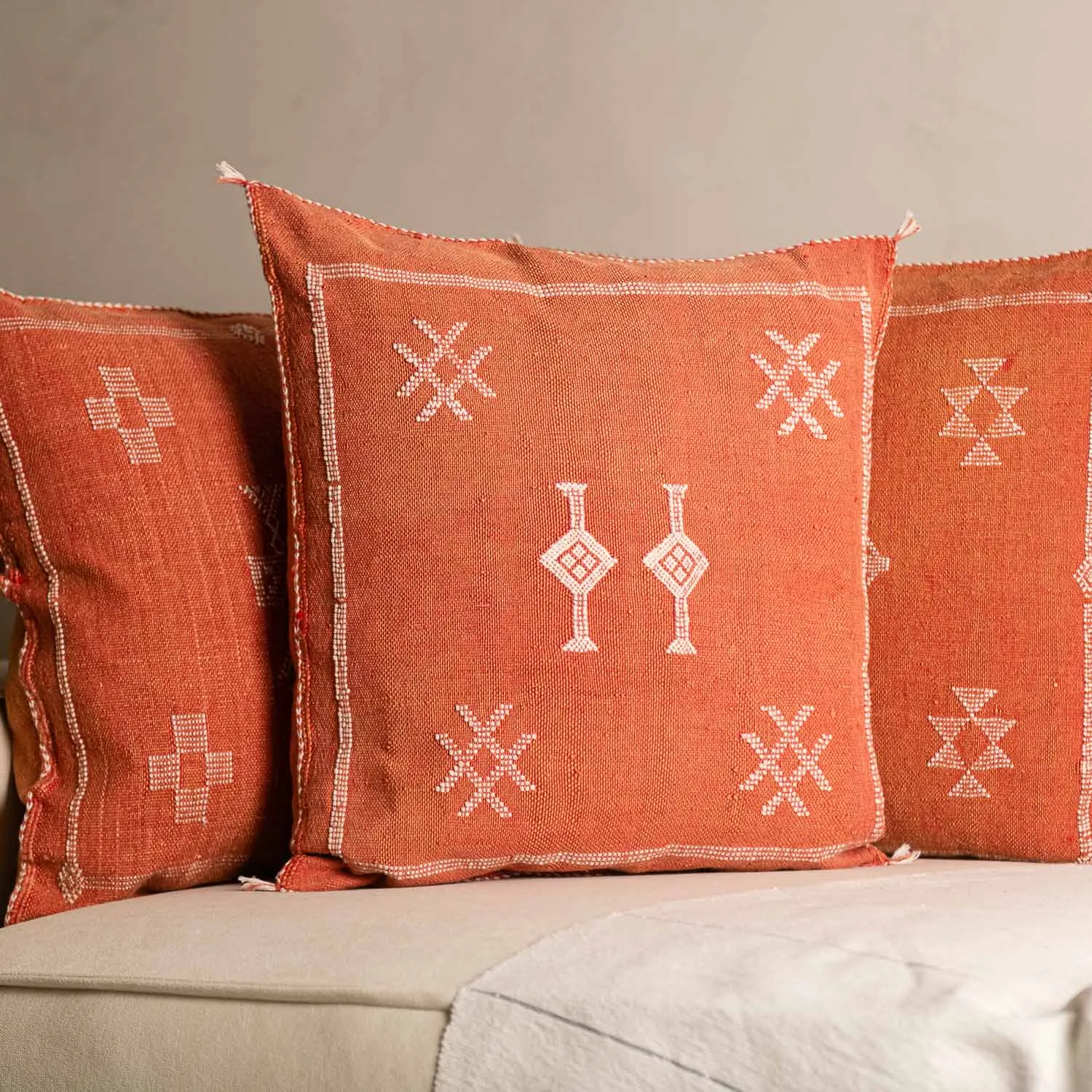 Red Cactus silk pillow cover