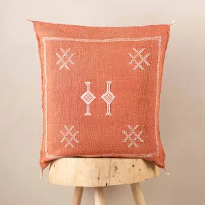 Red Cactus silk pillow cover