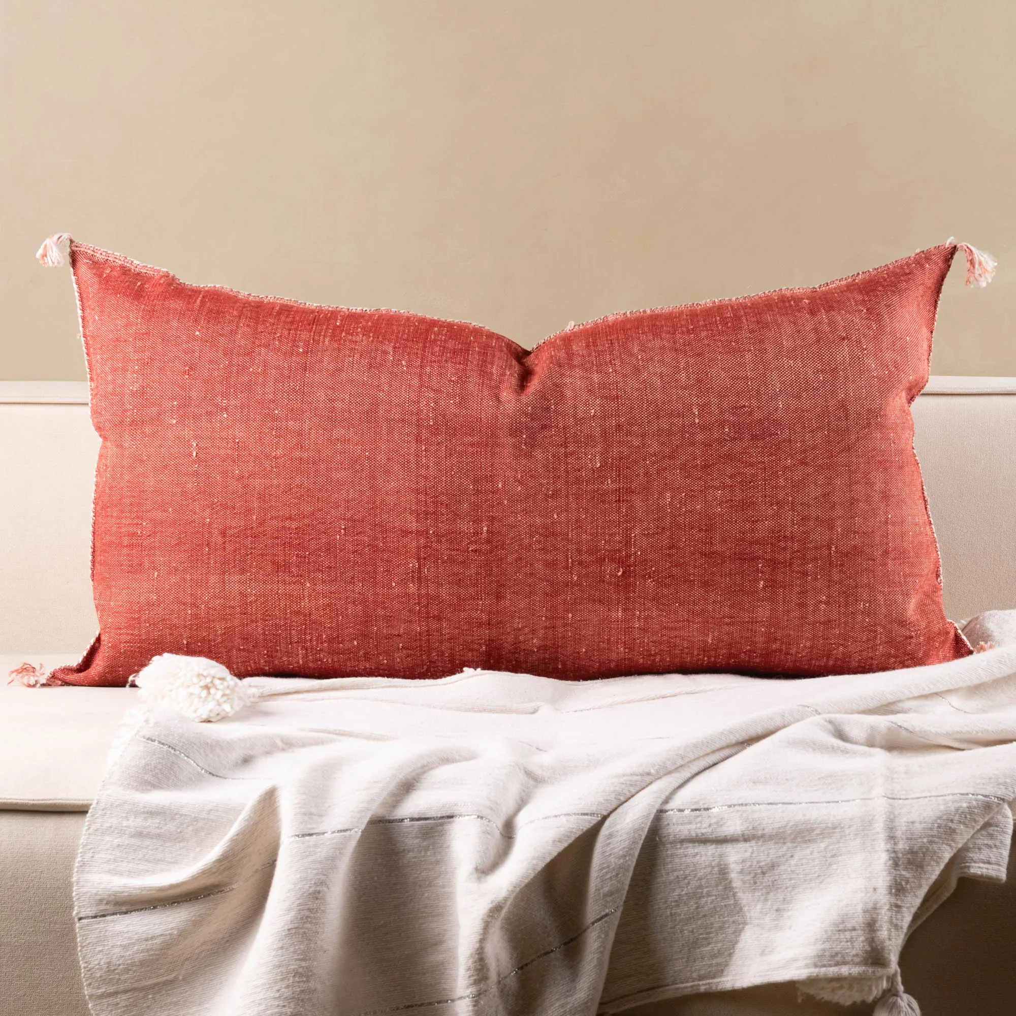 Red Cactus silk pillow cover