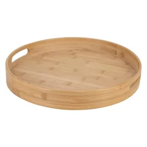 Regent Bamboo Round Serving Tray With Cut Out Handle 360mm Diax50mm 30248