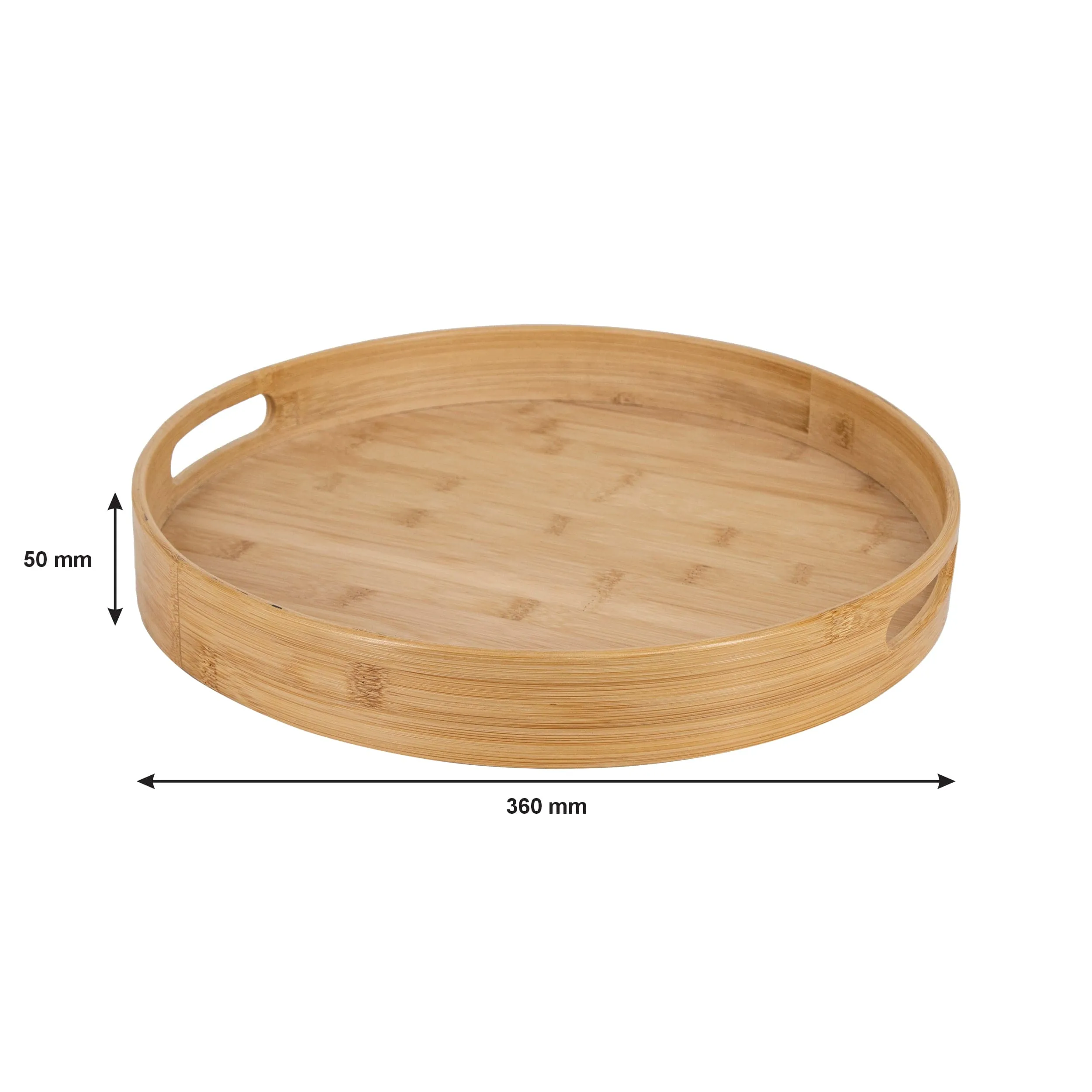 Regent Bamboo Round Serving Tray With Cut Out Handle 360mm Diax50mm 30248
