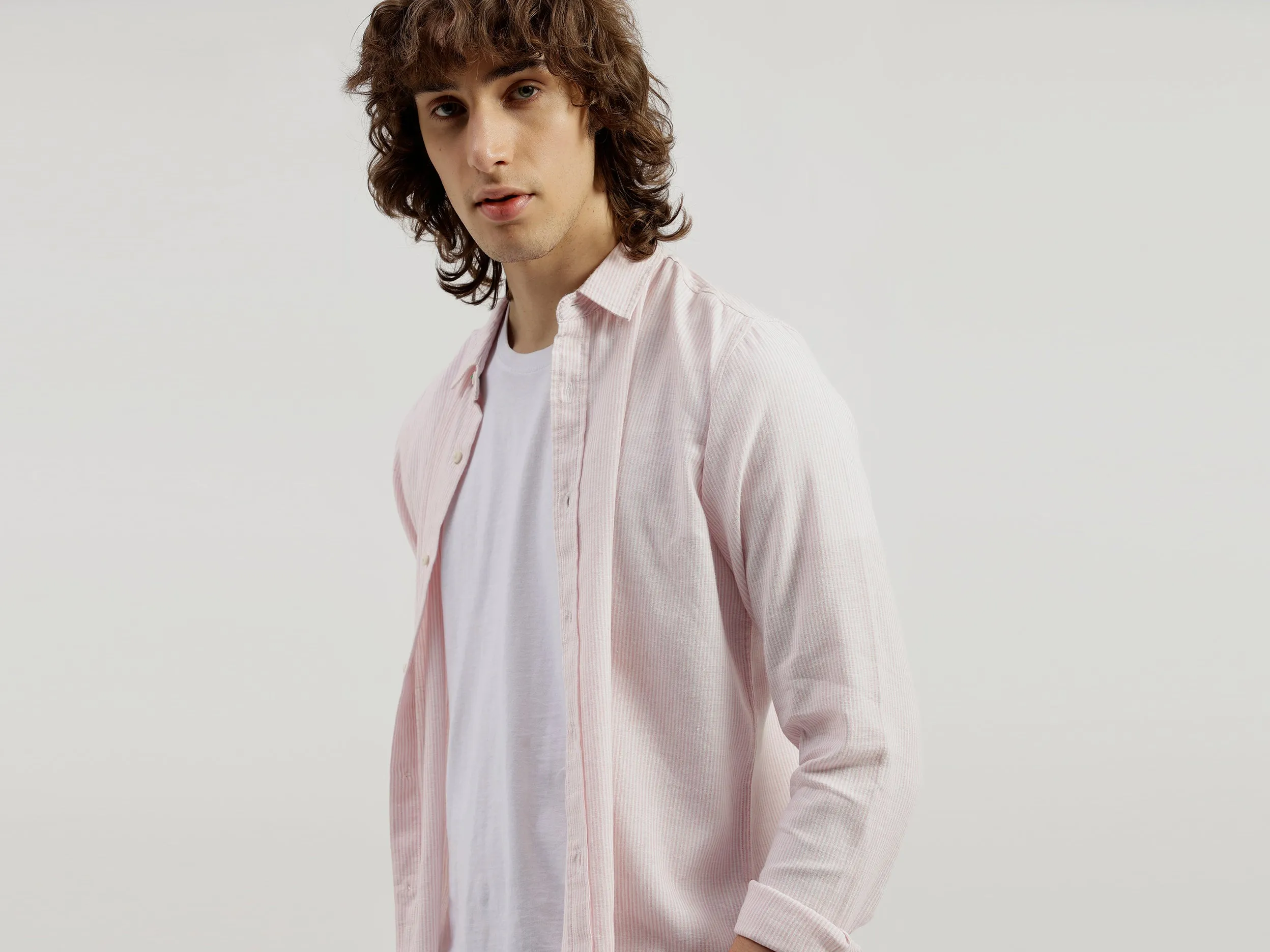 Regular Fit Spread Collar Striped Shirt