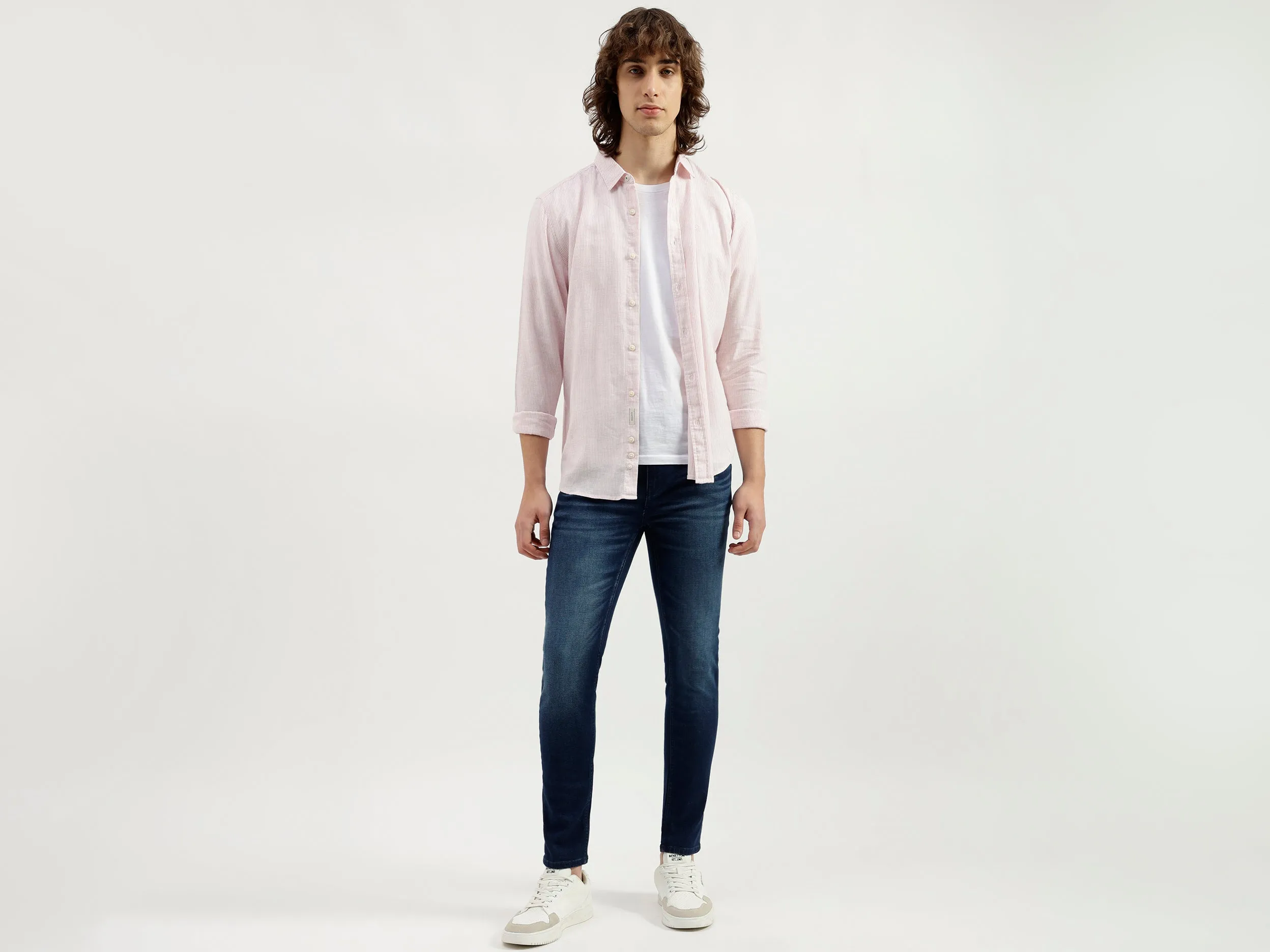 Regular Fit Spread Collar Striped Shirt