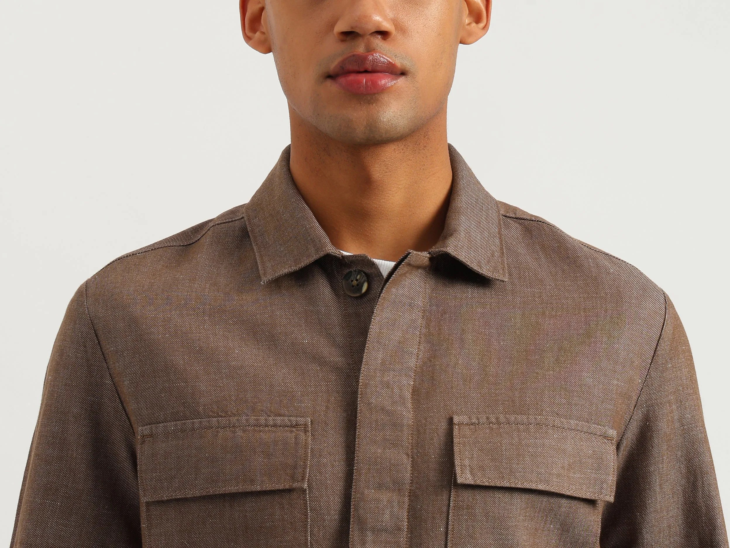 Regular Fit Spread Collar Textured Shacket