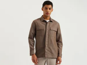 Regular Fit Spread Collar Textured Shacket