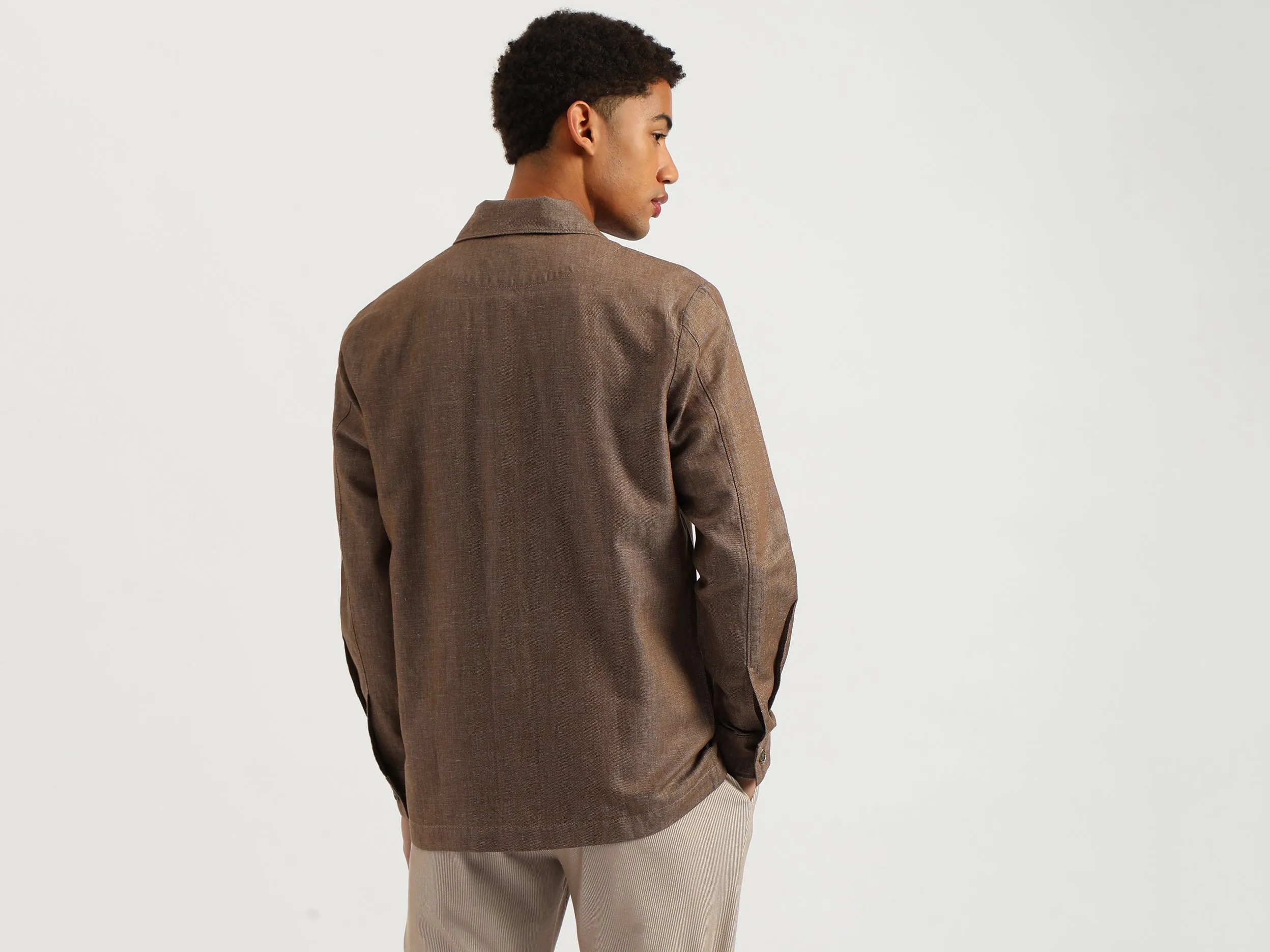 Regular Fit Spread Collar Textured Shacket