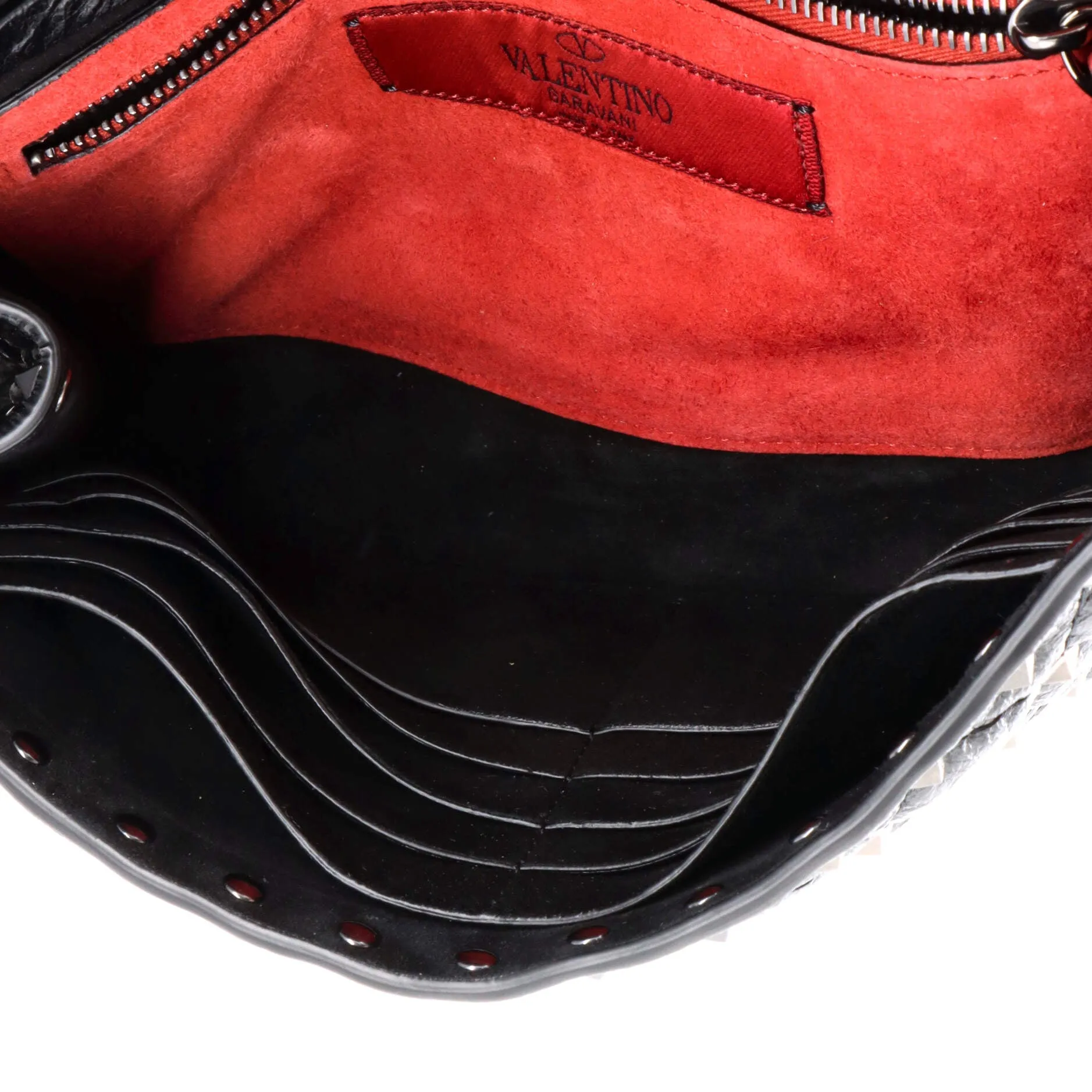Rockstud Spike Wallet on Chain Quilted Leather Small