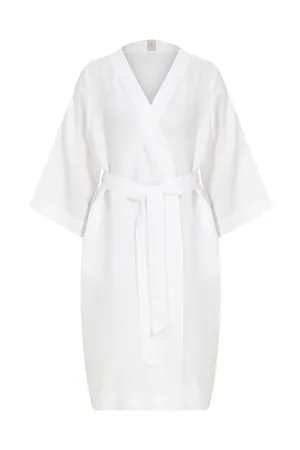 Rose Long Classic Linen Robe