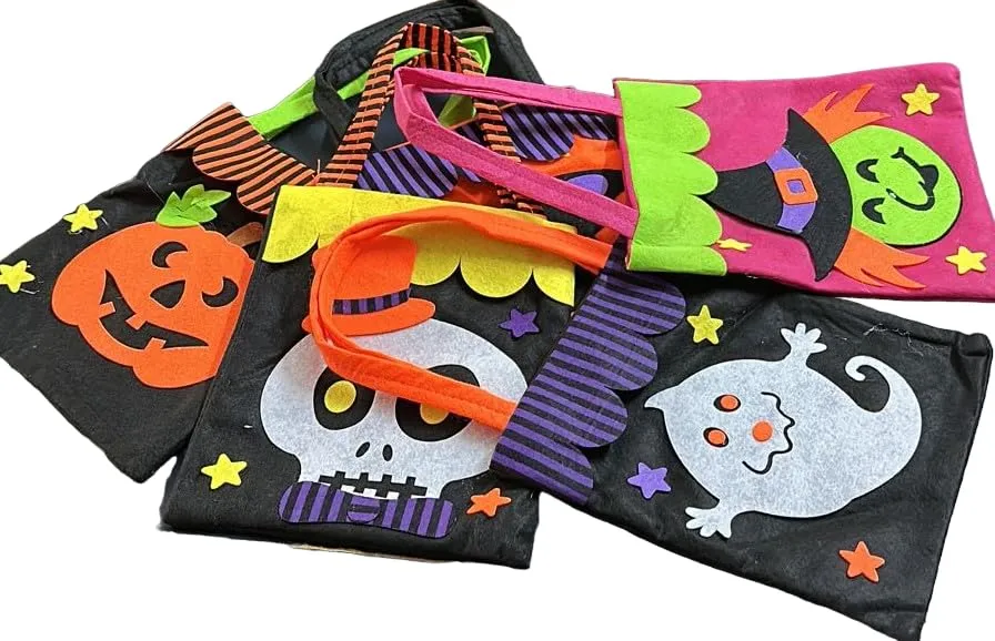 RSAAUD® Halloween Pumpkin Candy Bag Basket | Halloween Candy Goody Bags |Trick or Treat Halloween Candy Baskets| Halloween Pumpkin Treat Bag Trick Or Treat Halloween Basket | Felt Fabric (Pumpkin)