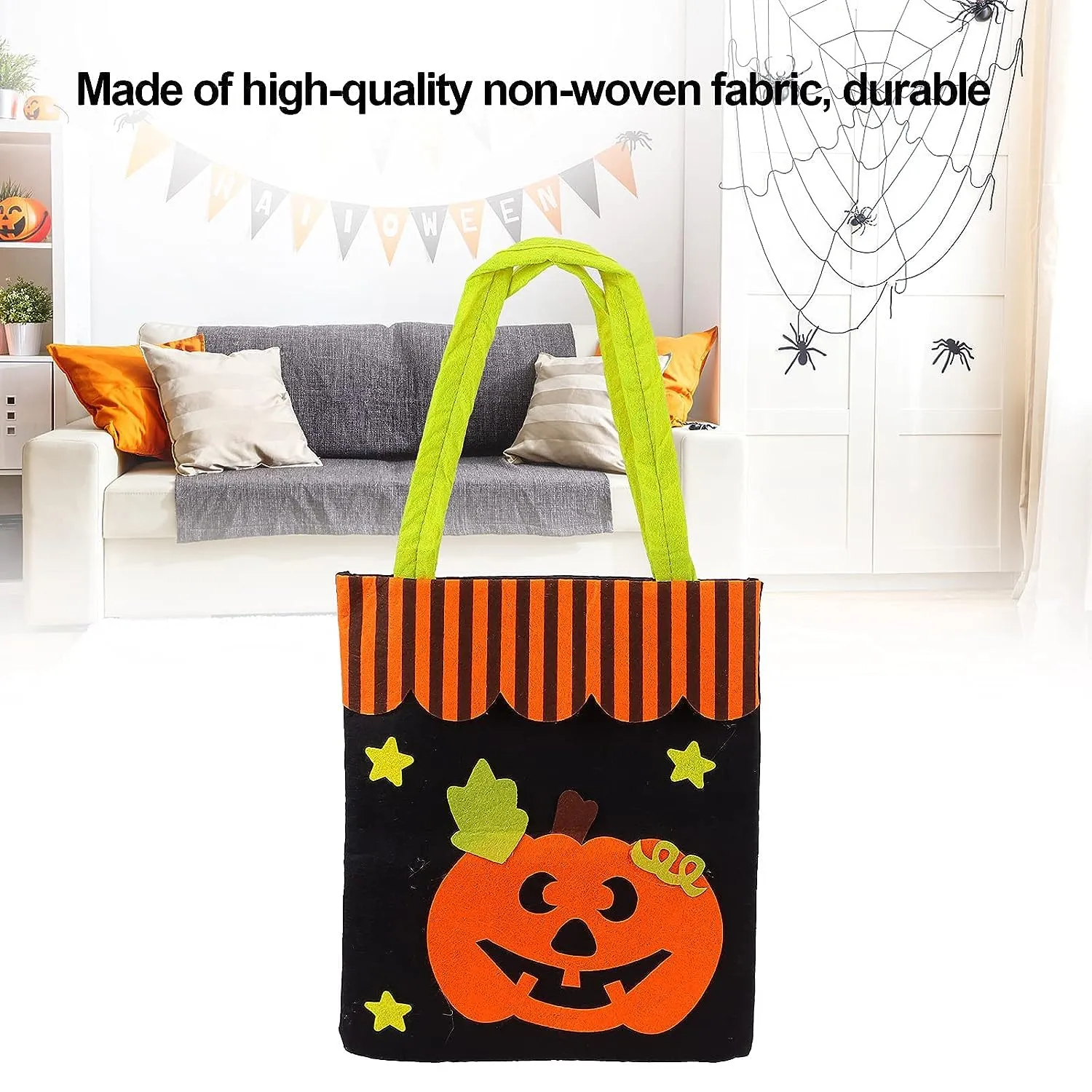 RSAAUD® Halloween Pumpkin Candy Bag Basket | Halloween Candy Goody Bags |Trick or Treat Halloween Candy Baskets| Halloween Pumpkin Treat Bag Trick Or Treat Halloween Basket | Felt Fabric (Pumpkin)
