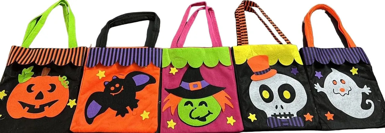 RSAAUD® Halloween Pumpkin Candy Bag Basket | Halloween Candy Goody Bags |Trick or Treat Halloween Candy Baskets| Halloween Pumpkin Treat Bag Trick Or Treat Halloween Basket | Felt Fabric (Pumpkin)