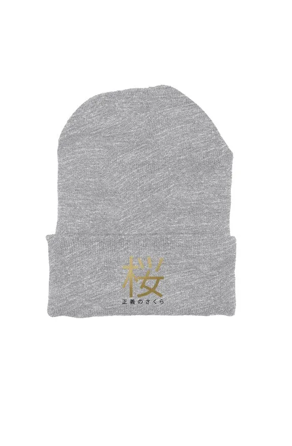 SAKURA EMBROIDERED BEANIE