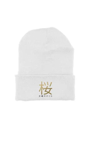 SAKURA EMBROIDERED BEANIE