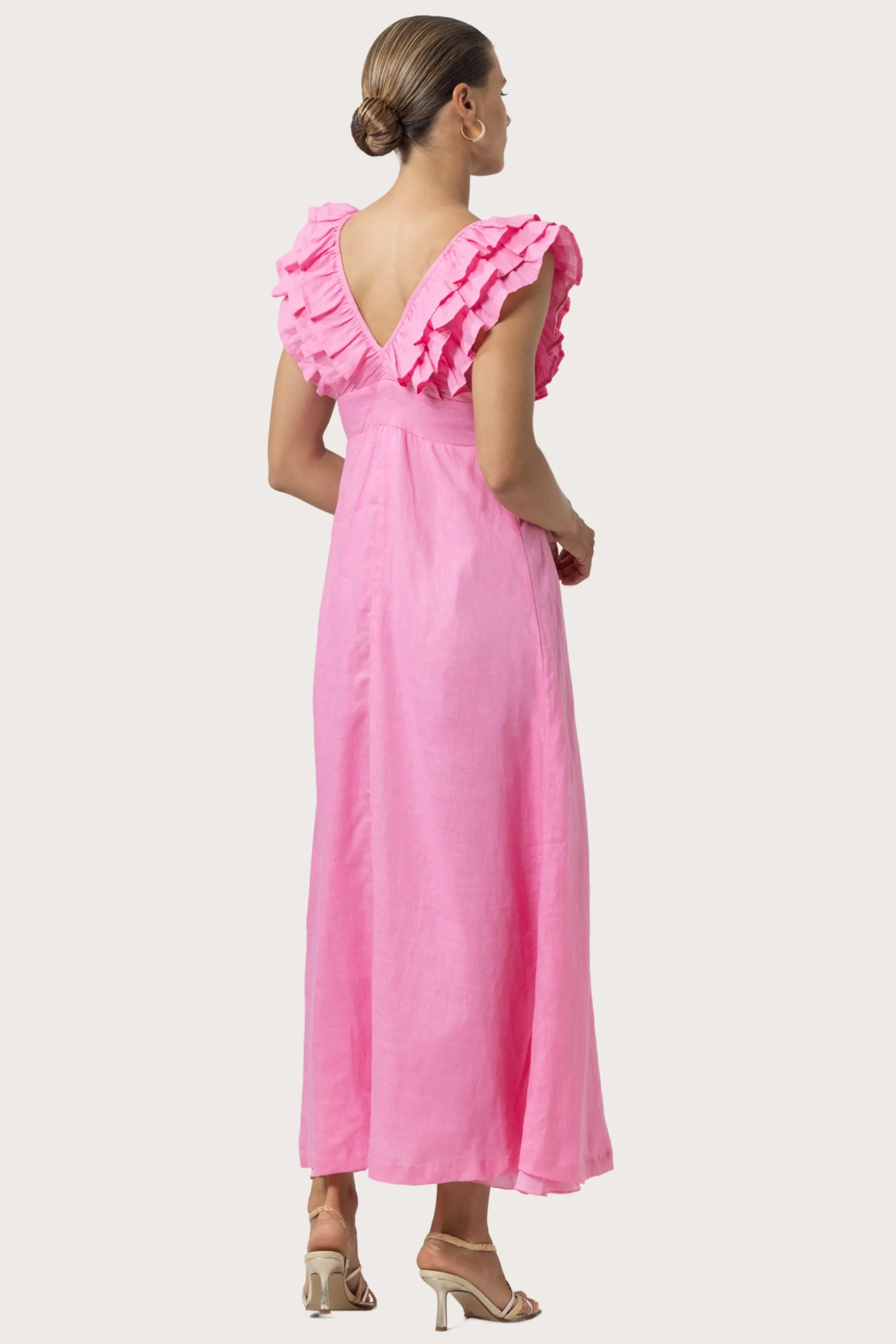 Scarlett Linen Dress in Blush